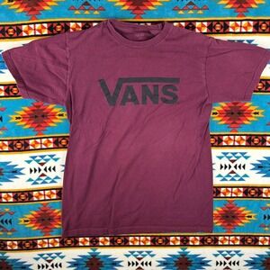 Vans‎ Graphic T-Shirt Short Sleeve Casual Top Burgundy Small